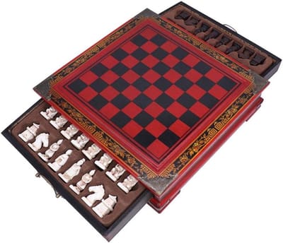 Houten schaakspel - Schaakset bordspel - Mentale training - Opvouwbaar ontwerp - 26cm - Houtkleur