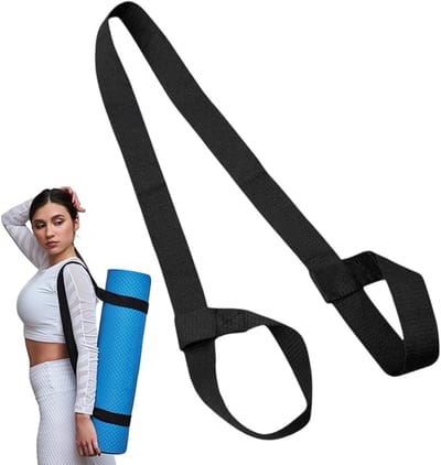 Yogamat Draagriem - Mattenband Yogariem - Vervoer Yogamat - Verstelbaar Elastisch - 150 cm - Zwart