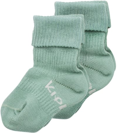 KipKep Blijf-Sokjes - Pale Green - 0-6 maanden - baby sokjes - 2 paar - zakken niet af – biologisch katoen
