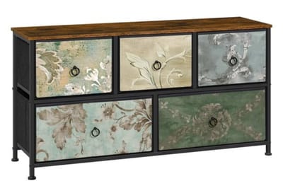 Golaro Kast - Ladekast - Commode - Ladenkastje - Opbergkast - Stoffen lades - Slaapkamer - Woonkamer - Hal - 100x30x55 - Bloemig