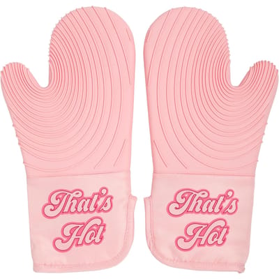 Ovenwanten Set Met Iconische That'S Ontwerp Hittebestendige Pannenlappen Met Antislip Gestructureerde Siliconen Grepen 2-Delige Set Roze United States pink