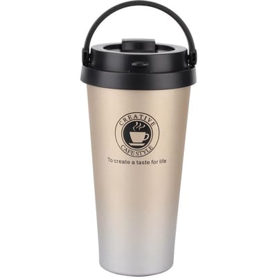 500ml Roestvrijstalen Auto Geïsoleerde Vacuüm Beker Gematteerd Draagbare Koffiekop Mok Goud beige