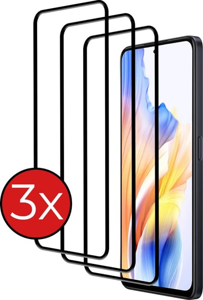 Screenprotector - 3 Stuks - Geschikt voor OPPO A58 - Full Cover - Beschermglas - Gehard Glas - Tempered Glass - Screen Protector