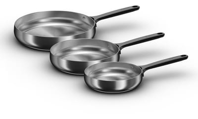 BergHOFF Home Belly Koekenpannen Set Ø 20 + 24 + 28 cm – Duurzame RVS Braadpan – PFAS-Vrije Bakpan – Geschikt voor Inductie & Oven tot 250 °C – Vaatwasserbestendig – Smokey Black