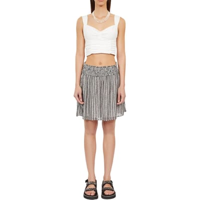 The Kooples Smocked Waist Mini Skirt With Patterns Black White Größe: 36 | Miniröcke Outlet | Damen | Schwarz