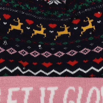 Kerstmuts kinderen - Multi Roze/blauw - One Size - kerstmuts met lichtjes - kerstmutsen - kerstmuts peuter - kerstmuts kinderen met licht