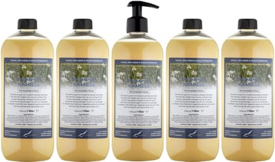 Shampoo Kamille - 1 liter (transparant) - 5 Stuks - met pomp - Voordeelverpakking - Haarverzorging