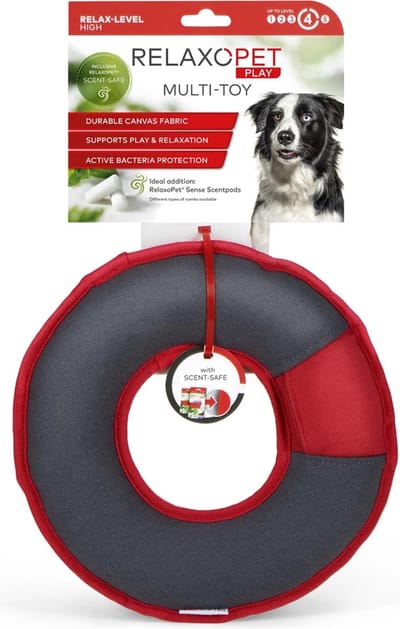 RelaxoPet Play Multi-Ring - Honden Speelgoed - Apporteerspeelgoed - Met RelaxoPet Fragrance Safe - Speelring