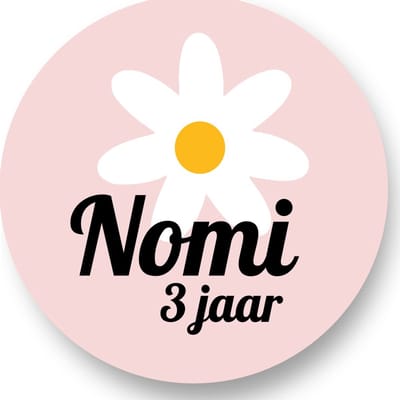 25x Sluitsticker Madelief met naam en leeftijd - Gekleurde bloem- Madeliefje - Stickers met naam en leeftijd - Cadeausticker - Sluitsticker - Rond - 40mm - 25 stuks - Wensetiket - Afscheid - Basisschool-Uitdelen-Traktatie-Uitdeeltraktatie-RoNa Design