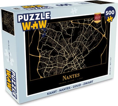 Puzzel Kaart - Nantes - Goud - Zwart - Legpuzzel - Puzzel 500 stukjes