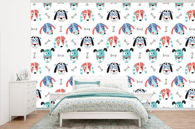 Behang - Fotobehang Jongens - Patronen - Hond - Breedte 345 cm x hoogte 220 cm