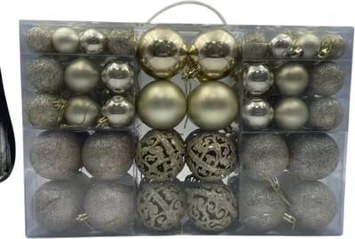 Livano Kerstballen - Kerstversiering - Plastic - Champagne - Kerstballenset - 100 stuks