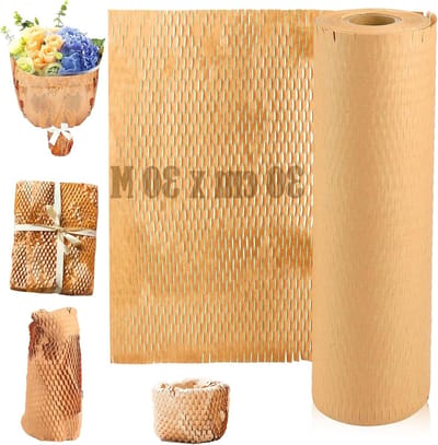 Verpakkingsmateriaal Honingraatpapier 30 cm x 30 m - Ideaal voor Verhuizingen, Verzending van Breekbare Items en Cadeauverpakking, Duurzaam en Sterk Alternatief