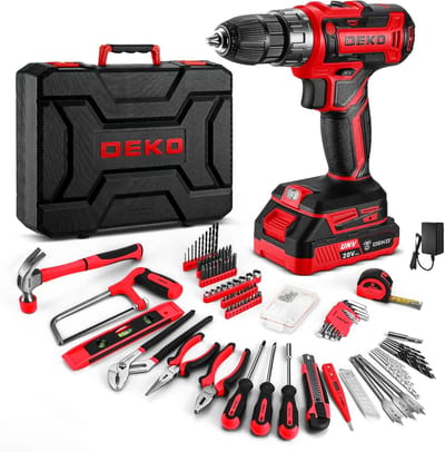 SnelShoppen - Complete Gereedschapsset met Elektrische Schroefboor/Boormachine 20V Accu, 186 Onderdelen, Groene Professionele DIY Toolbox voor Kantoor