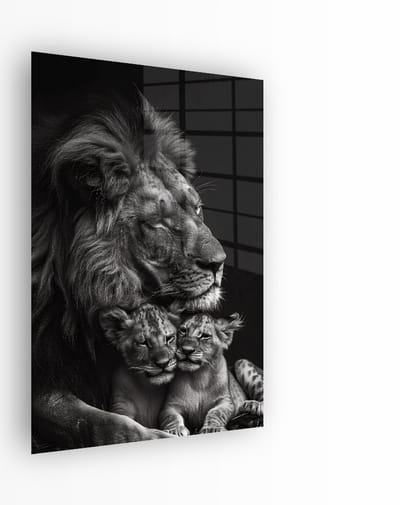 Indoorart - Glasschilderij Trots van de Leeuw40x60 CM - Afbeelding op plexiglas - Inclusief montagemateriaal