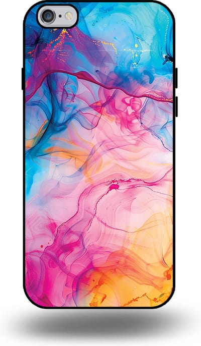 Smartphonica Telefoonhoesje Geschikt voor iPhone 6/6s Plus met Regenboog Acryl Marmer Opdruk - TPU Backcover Case Rainbow Acrylic Marble Design geschikt voor iPhone 6/6s Plus