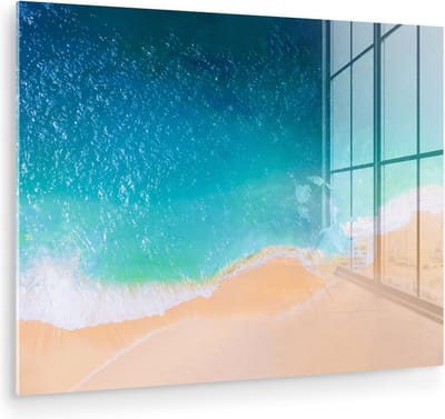 MuchoWow® Glasschilderij 160x120 cm - Schilderij acrylglas - Strand - Water - Bali - Foto op glas - Muurdecoratie woonkamer - Wanddecoratie slaapkamer - Schilderijen