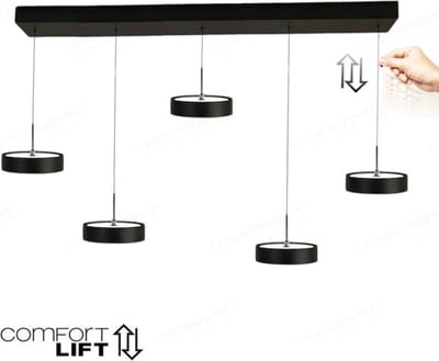 Freelight - Hanglamp Alieno 5 lichts L 120 cm comfortlift zwart