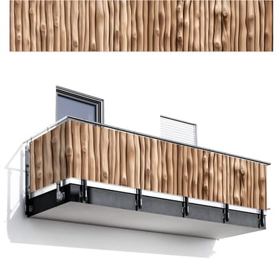 Balkonscherm 500x100 cm - Balkonposter Hout - Stam - Lichtbruin - Balkon scherm decoratie - Balkonschermen - Balkondoek zonnescherm