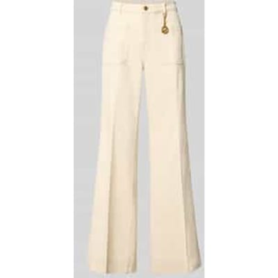High rise bootcut fit stoffen broek van katoenmix