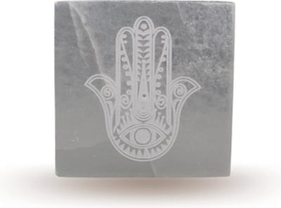 Seleniet wierookhouder Hand van Fatima - Seleniet oplaadplaat 10cm.