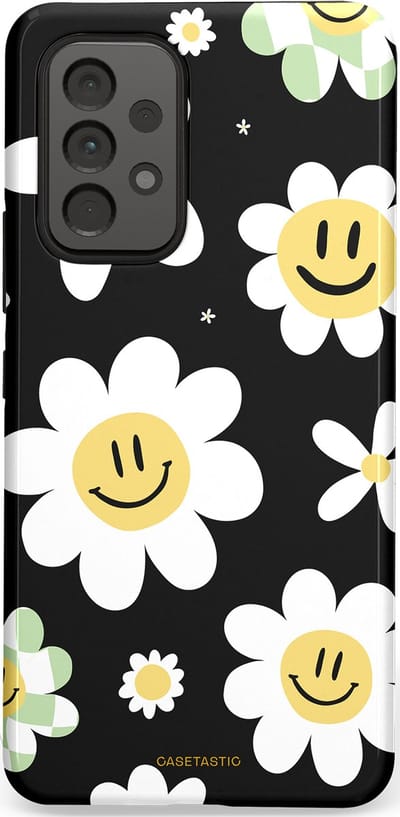 Casetastic hoesje geschikt voor Samsung Galaxy A53 (2022) 5G - Dubbellaagse bescherming - Vrolijke Madeliefjes - Fashion Case - Zwart Wit Grijs Goud