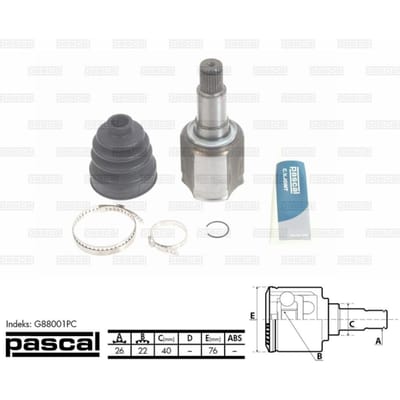 Homokineet reparatie set, aandrijfas PASCAL G88001PC rechts