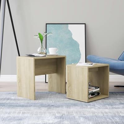vidaXL - Salontafelset - 48x30x45 - cm - bewerkt - hout - sonoma - eikenkleurig