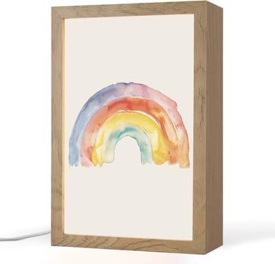 Nachtlampje 20x30 cm - Kinder lampje - Regenboog - Watercolor - Kleurrijk - Tafellamp kinderkamer - Slaapkamer lamp - Bedlamp kinderen - Kinderlampje stopcontact - Wandlamp babykamer - Nachtlampjes