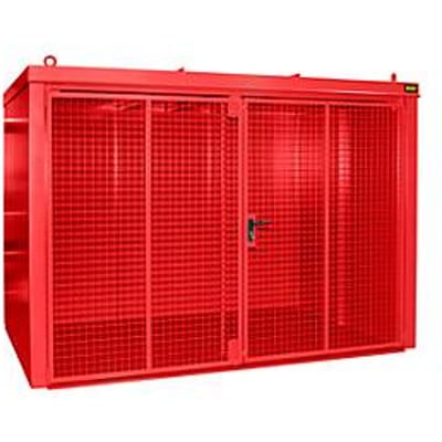Gasflessenhouder BAUER GFC-B M5, B 2175 x D 3125 x H 2270, voor 96 gasflessen, brandwerend, afsluitbaar, rood