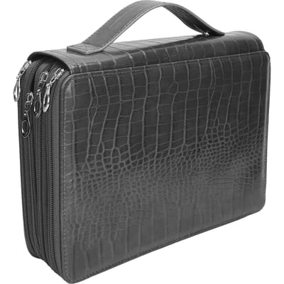 Trousse Grande Capacité 200 Emplacements Porte-Crayons 4 Couches Fermeture Éclair Rangement Classifié Poche Grise gris