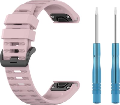 Siliconen bandje - geschikt voor Garmin Fenix 5 / 5 Plus / 6 / 6 Pro / 7 / 7 Pro / 8 (47 mm) / E (47 mm) / Epix (Pro) (2) 47 mm / Quatix 5 / 6 / 7 / 7 Pro / Approach S60 / S62 / S70 47 mm / MARQ / D2 Delta / D2 Mach 1 / Descent G1 - zachtroze