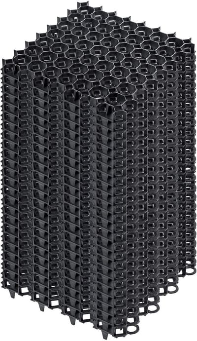 KADAX Gazonrooster van kunststof, 50 x 50 cm, 6 m², gazonrooster met plaatsen voor verankeringen, berijdbare honingraatplaten, paddockplaat, gazonroosterplaten (zwart, vierkant, 24 stuks)