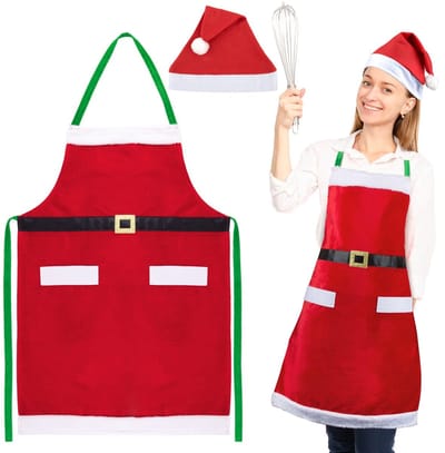 Dailygoods- Kerstschort met kerstpatroon - Kookschort voor dames/heren - Polyester schort - Kerstkostuum - Geschikt voor kinderen - Handwas tot 30 graden