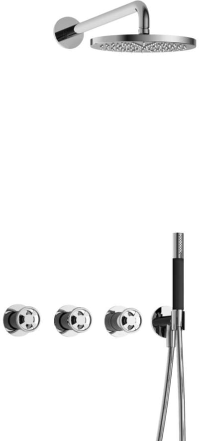 Hotbath Cobber - CW7067 - Inbouw Regendoucheset - Chroom - 2 Stopkranen - Thermostatisch - Wandarm 40 cm - Hoofddouche 200 mm - Staafhanddouche - Waterbesparend