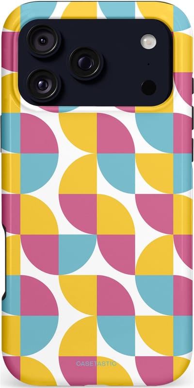 Casetastic hoesje geschikt voor Apple iPhone 17 Pro Max - MagSafe - Dubbellaagse bescherming - Cirkeldroom - Fashion Case - Goud Roze Lichtblauw Wit