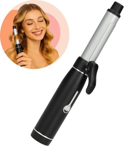 Mini Krultang Draadloos - Keramische - USB C Oplaadbaar - Lang Haar / Kort Haar - Vakantie / Voor op Reis - Kleine Krullen Tang - Reiskrultang - Zwart - Peach Beauty