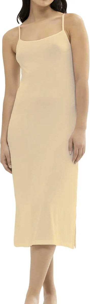 Gaubert Bamboe Onderjurk - Extra lang - Lange onderjurk met smalle bandjes - Wit - Zwart - Beige - XXL - Beige