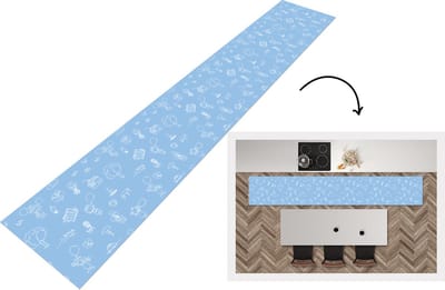 Keukenloper - Loper keuken - Patronen - Geboorte - Blauw - 300x50 cm - Keukenloper vinyl