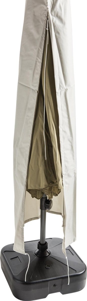ACAZA Parasolhoes - Tuinmeubelhoes - Beschermhoes - Diameter Stokparasol maximaal 300 cm - Niet geschikt voor Zweefparasols - Lichtgrijs - met Stok - met Rits en Aanspankoord - Waterdicht - Beschermhoes Tuinmeubelen - Hoes Parasol - Hoes Tuinmeubelen