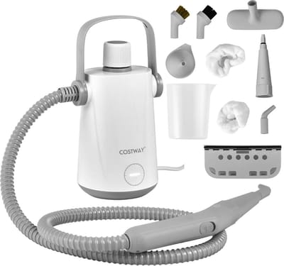 Costway Handstoomreiniger 1000 W – 300 ml Waterreservoir – 10-Delige Accessoireset – Voor Tapijt, Ramen, Bekleding – Grijs/Wit