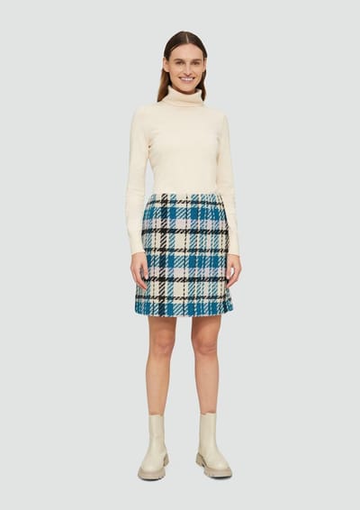 s.Oliver - female - Geruite rok in bouclé-look