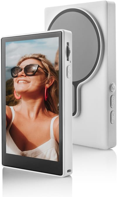 MOJOGEAR VS4 Touchscreen Selfie Vlog Monitor - Geschikt voor magnetische Smartphones en hoesjes - Filmen in 4K zonder vertraging - Ingebouwde speaker - Inclusief Bluetooth remote - Wit