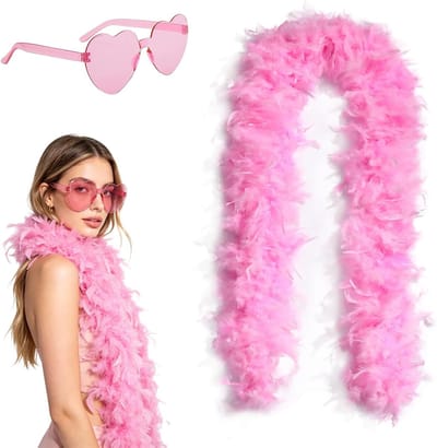 2 meter lange hartvormige veren boa in kalkoenroze, perfecte sjaal voor kostuums, themafeesten, carnaval en bruiloften, ideaal voor cosplay en dans evenementen