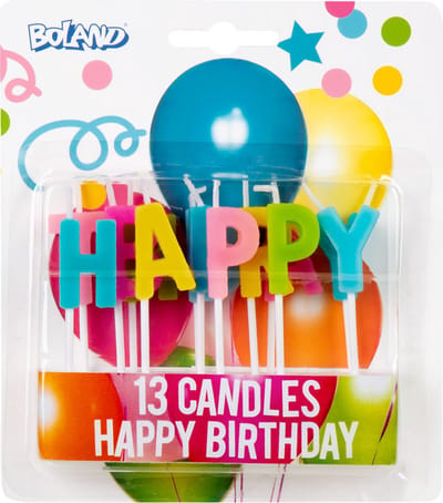 Boland - Set 13 kaarsjes 'Happy birthday' Multikleur - Geen thema - Verjaardag