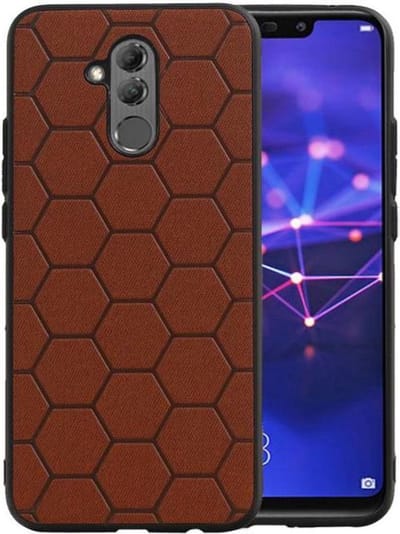Hexagon Hard Case - Telefoonhoesje - Backcover Hoesje - achterkant hoesje - Geschikt voor Huawei Mate 20 Lite - Bruin