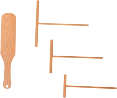 Pannenkoek Gereedschap Set - Crêpe Spreider - Beslag Verdelen - Duurzaam Hout - 4 Delig - Natuurlijk Hout