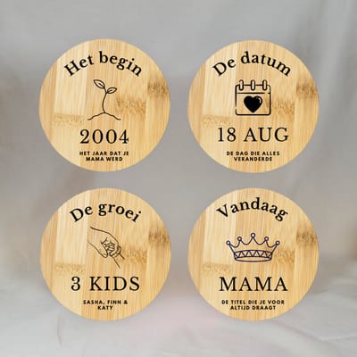 Gepersonaliseerd Cadeau voor Mama - Onderzetters met Tekst - 4 Stuks - Onderzetters Kurk - Moederdag - Moederdag Cadeautje - Moederdag Cadeau