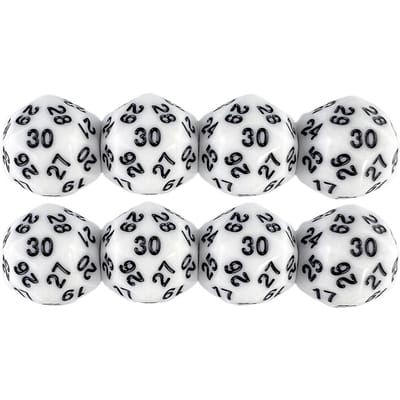 D30 Digitale Dobbelstenen 8 Stuks Geschikt voor Spellen Dobbelstenen 8 Kleuren wit