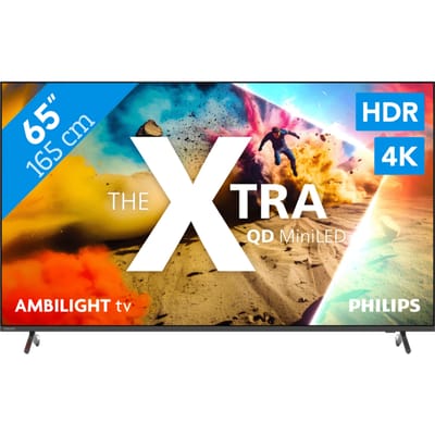 Philips The Xtra 65" 4K MiniLED TV - Quantum Dot - 144 Hz VRR - Ambilight XL - 60 W 4.1 Audio - Zwart